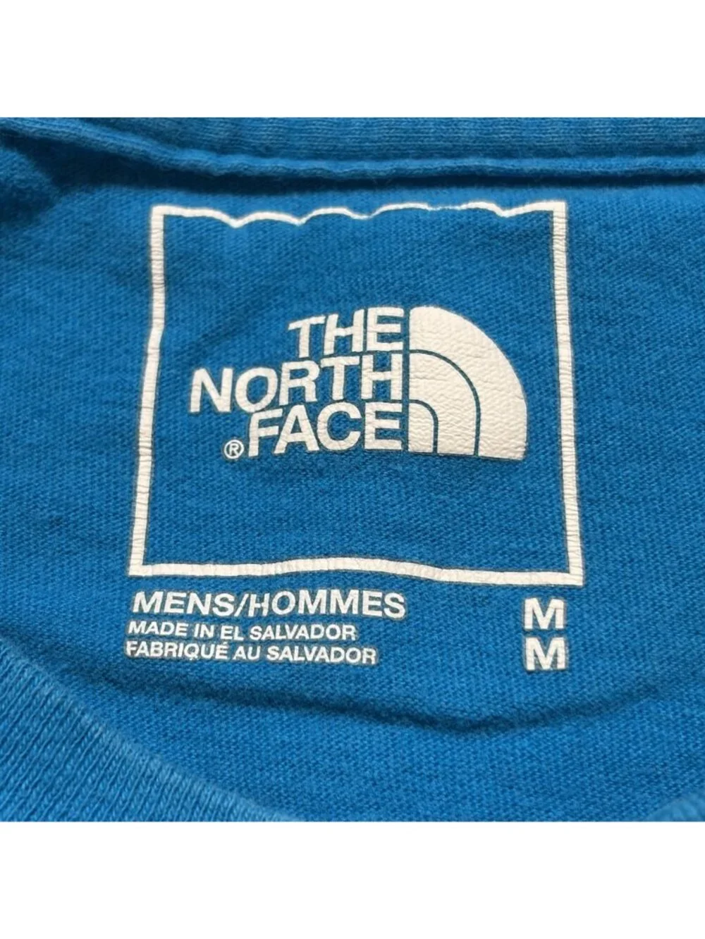 North Face Blue Logo Tee Medium Cotton Graphic Back Print Outdoor Casual Shirt